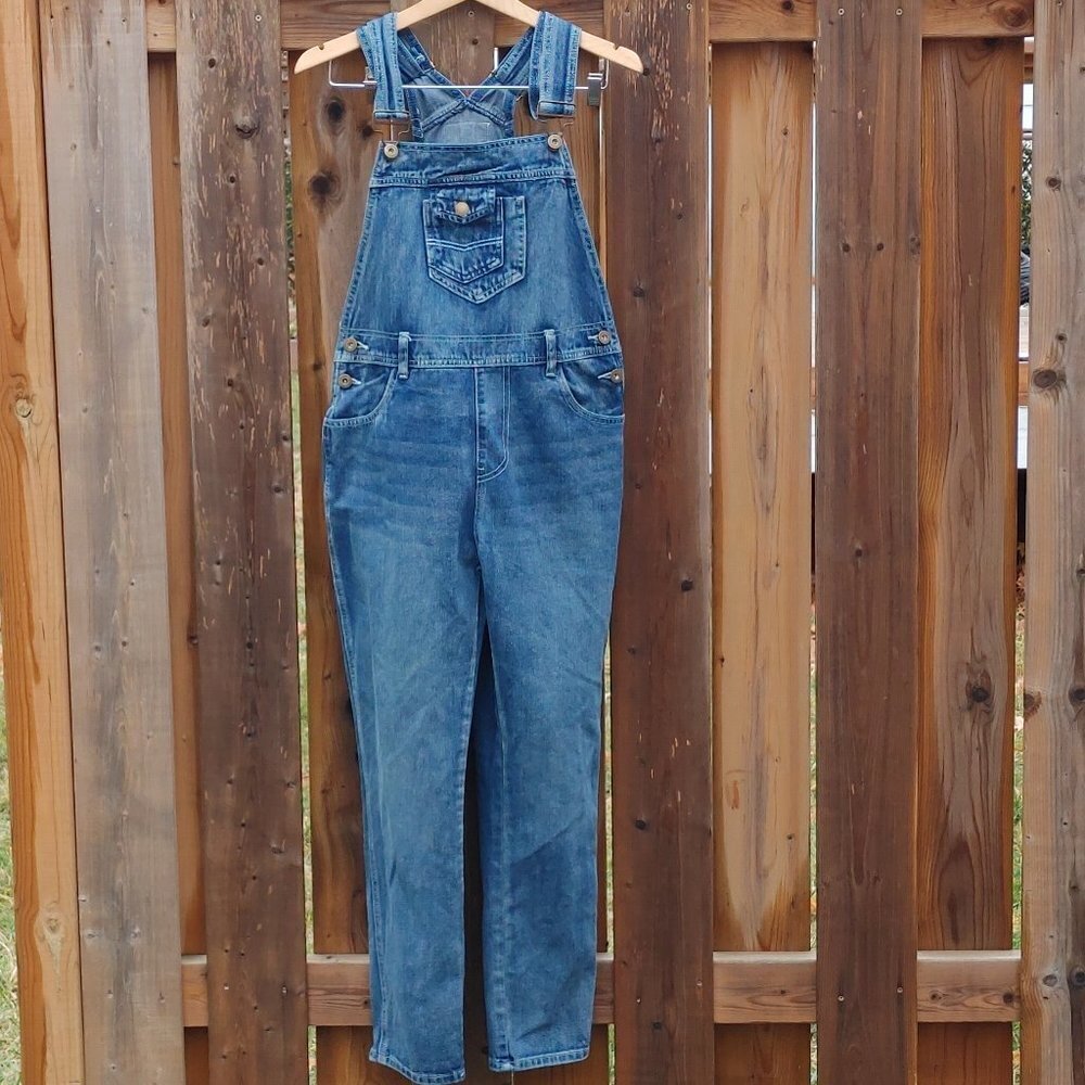 Anna-Kaci California Premium Denim Oversized Overalls Women's Size Small POCKETS